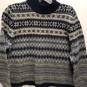 Woolrich Blue/Tan Ski Sweater In Nordic Pattern